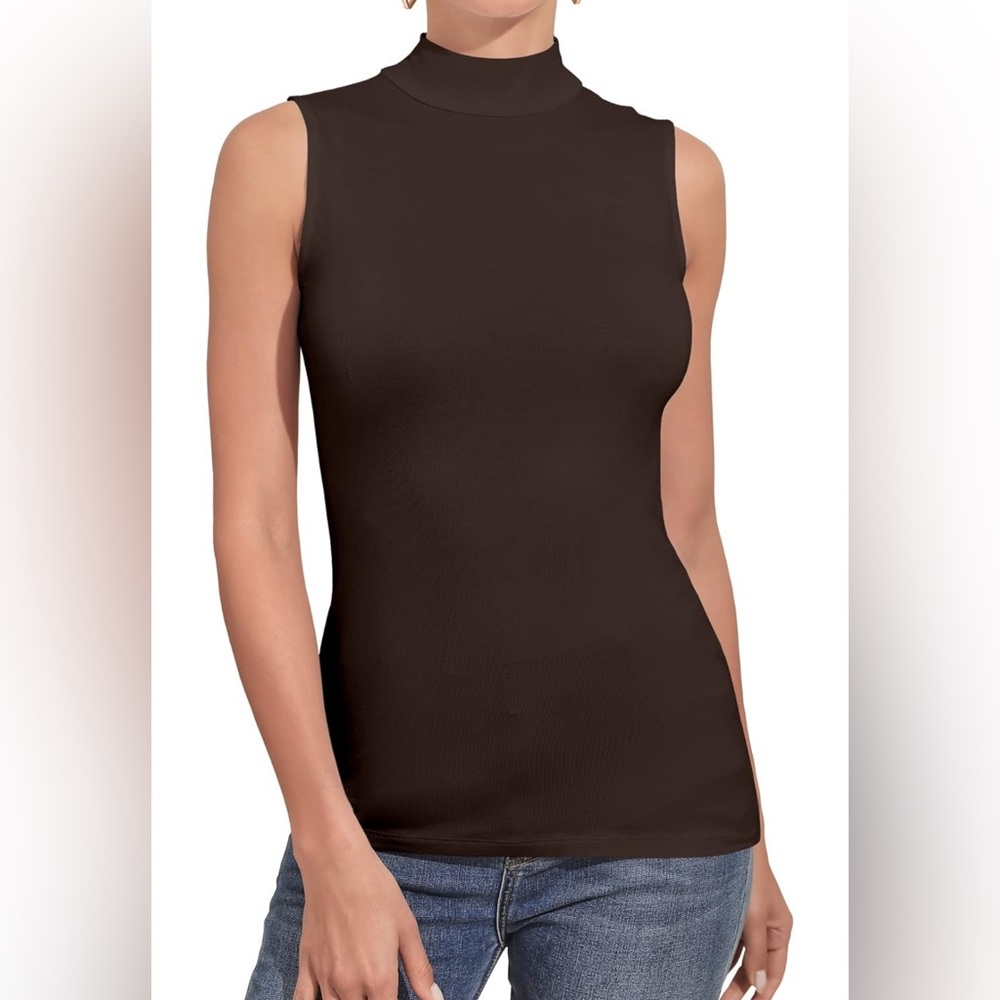 CROFT & BARROW- Brown Sleeveless Mock Neck- XS